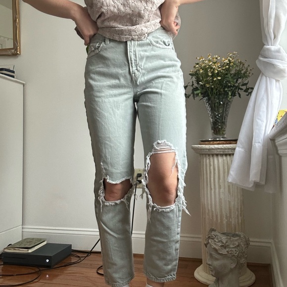 American Eagle Outfitters Denim - American Eagle Outfitters Gray Ankle Cropped Jeans